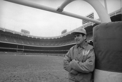 Los Angeles Rams coach George Allen looks over Yankee Stadium on Dec. 19, 1970, a day before his team played the New York Giants in The Bronx, New York.(AP Photo/HH)
