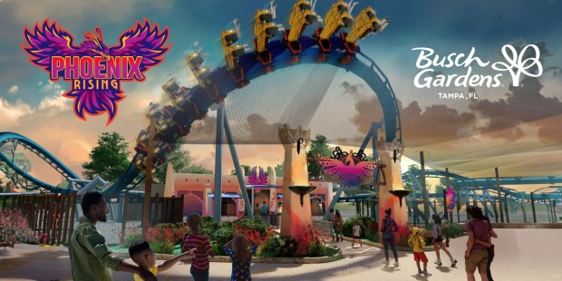 Concept art of Phoenix Rising coaster coming to Busch Gardens Tampa Bay. (Courtesy of Busch Gardens)