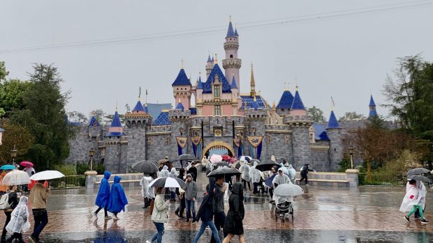 Sleeping Beauty Castle in the rain at Disneyland in Anaheim, CA, on Thursday, March 12, 2020. (Photo by Jeff Gritchen, Orange County Register/SCNG)

