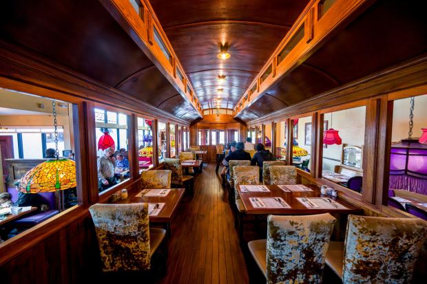 Customers dine inside a Pacific Electric trolly located inside the Old Spaghetti Factory in Fullerton on Wednesday, Jan. 3, 2024. Part of the restaurant is located in what was Fullertonxe2x80x99s Union Pacific Depot built in 1922 and the restaurant is a few hundred feet from the Fullerton Train Station. (Photo by Leonard Ortiz, Orange County Register/SCNG)