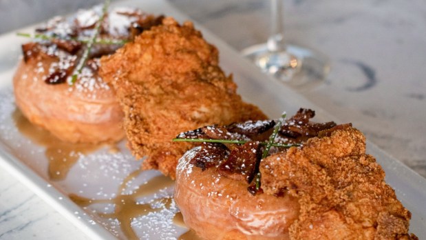 Fried Chicken & Doughnuts at Great Maple restaurant in the Pixar Place Hotel at the Disneyland resort. (Jen Cook/Great Maple)