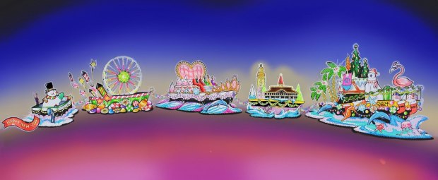 A rendering showcasing Newport Beach's float entry titled, "Jingle on the Waves,xe2x80x9c for the upcoming Rose Parade on New Year's Day. (Courtesy of Visit Newport Beach)