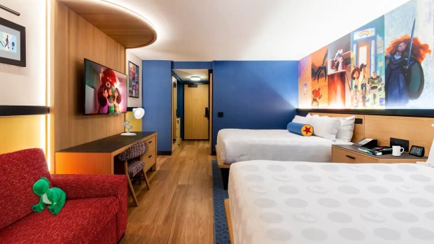 Concept art of a Pixar Place Hotel room at the Disneyland resort. (Disney)